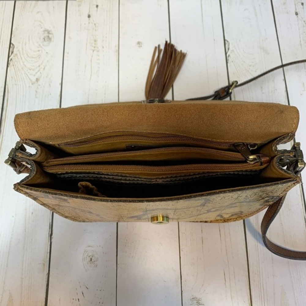 Patricia Nash Brinlee Leather Saddle Crossbody Bag-European Map - Picture 14 of 14